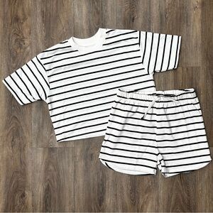 Primark Black & White Striped Kids Two Piece Set